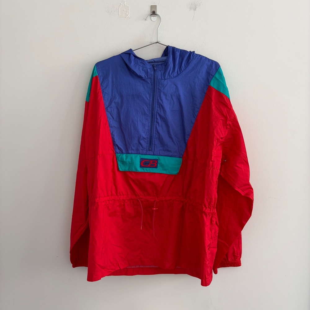 Vintage CB Sports Windbreaker Anorak Jacket Red Blue Mens XL